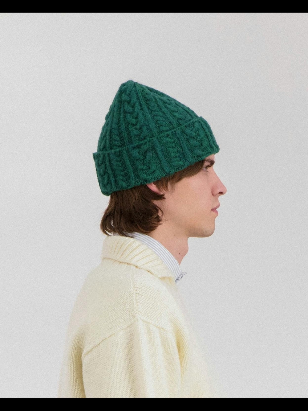 Howlin' Cable Festival Beanie Lambswool Green Made In Scotland